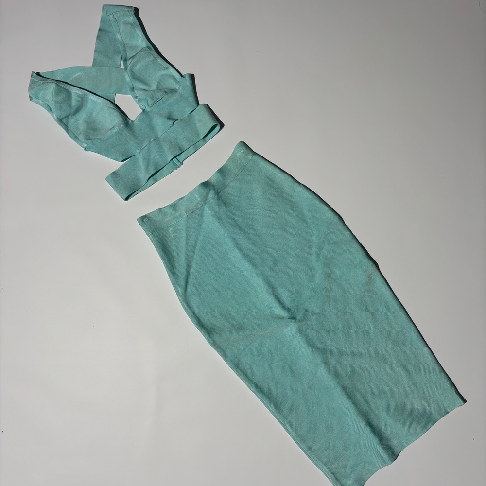 Chic Aqua Two-Piece Outfit